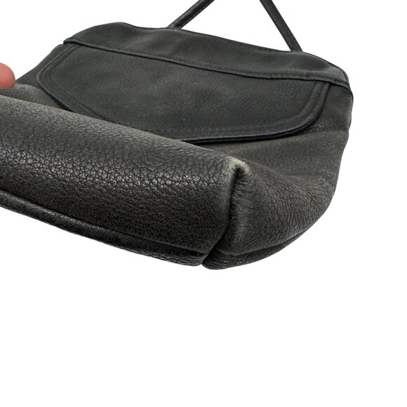 Y2K Fossil Black Pebbled Leather Square Crossbody bag Minimalist bag 8"x7.5" - Picture 6 of 9